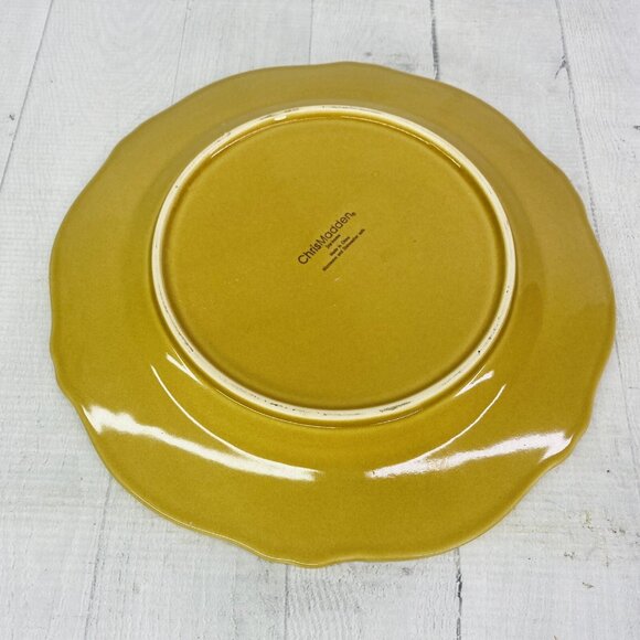 Chris Madden JC Penny CORVELLA GOLD  Emboss Scroll Stoneware Dinner Plate Set 4 - Picture 7 of 16